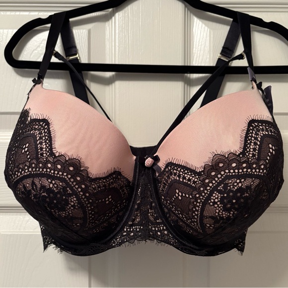 Cacique Other - Cacique Seriously Sexy Lace Trimmed Pink and Black Bra